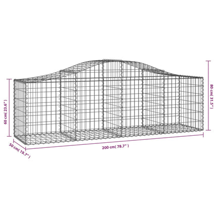Cesti Gabbioni ad Arco 40 pz 200x50x60/80 cm Ferro Zincato