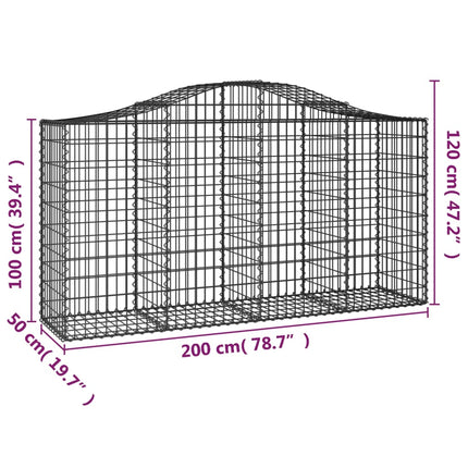Cesti Gabbioni ad Arco 5 pz 200x50x100/120 cm Ferro Zincato