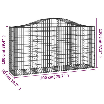 Cesti Gabbioni ad Arco 13 pz 200x50x100/120 cm Ferro Zincato