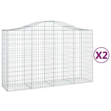 Cesti Gabbioni ad Arco 2 pz 200x50x120/140 cm Ferro Zincato