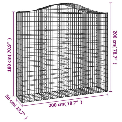 Cesti Gabbioni ad Arco 3 pz 200x50x180/200 cm Ferro Zincato