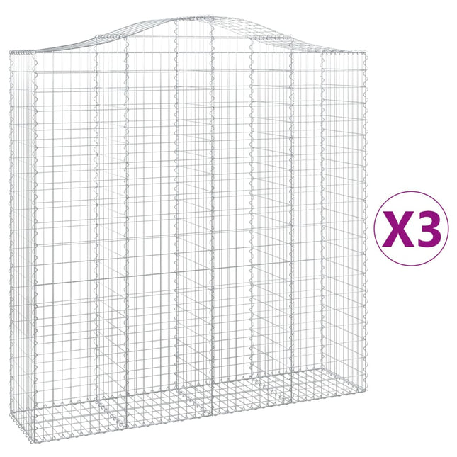 Cesti Gabbioni ad Arco 3 pz 200x50x200/220 cm Ferro Zincato