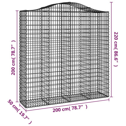 Cesti Gabbioni ad Arco 10 pz 200x50x200/220 cm Ferro Zincato