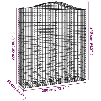 Cesti Gabbioni ad Arco 7 pz 200x50x220/240 cm Ferro Zincato