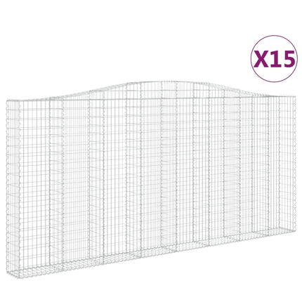 Cesti Gabbioni ad Arco 15 pz 400x30x180/200 cm Ferro Zincato