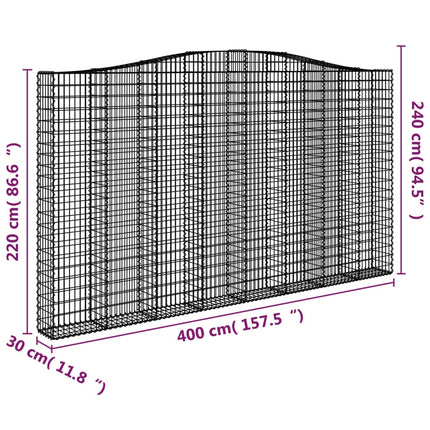 Cesti Gabbioni ad Arco 8 pz 400x30x220/240 cm Ferro Zincato