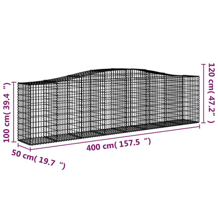 Cesti Gabbioni ad Arco 6 pz 400x50x100/120 cm Ferro Zincato