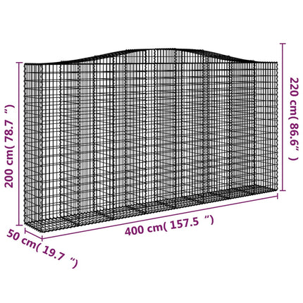 Cesti Gabbioni ad Arco 9 pz 400x50x200/220 cm Ferro Zincato