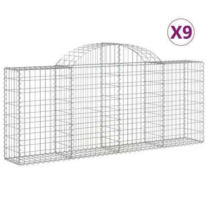 Cesti Gabbioni ad Arco 9 pz 200x30x80/100 cm Ferro Zincato