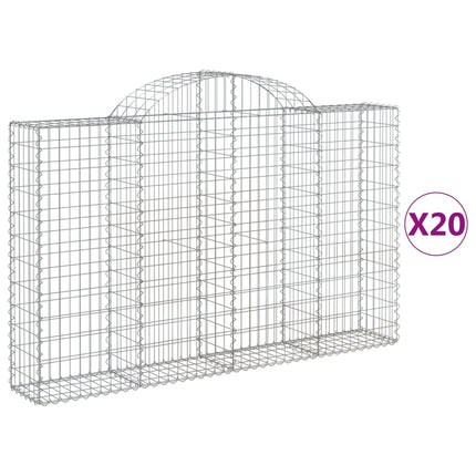 Cesti Gabbioni ad Arco 20 pz 200x30x120/140 cm Ferro Zincato