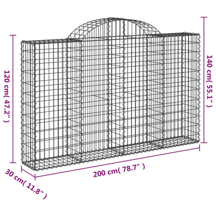 Cesti Gabbioni ad Arco 30 pz 200x30x120/140 cm Ferro Zincato