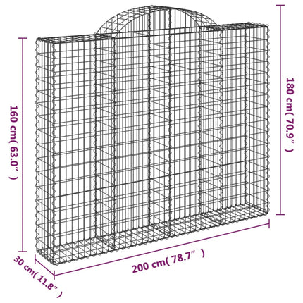 Cesti Gabbioni ad Arco 7 pz 200x30x160/180 cm Ferro Zincato