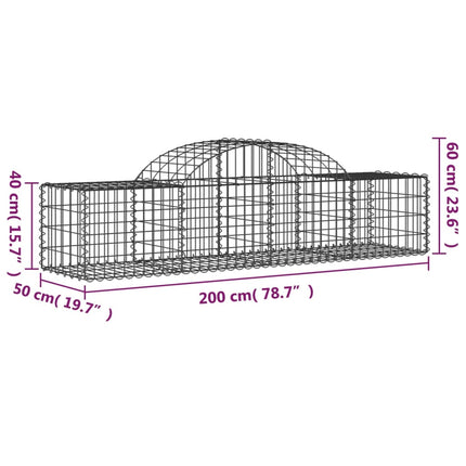 Cesti Gabbioni ad Arco 14 pz 200x50x40/60 cm Ferro Zincato