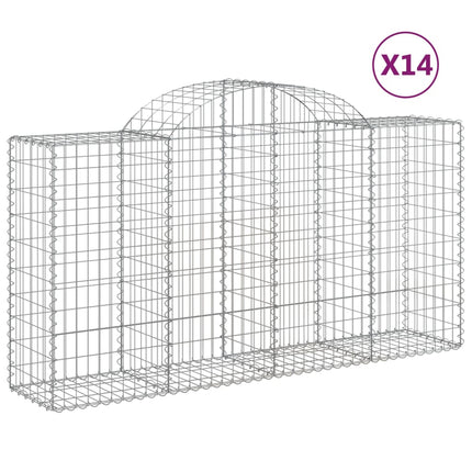 Cesti Gabbioni ad Arco 14 pz 200x50x100/120 cm Ferro Zincato