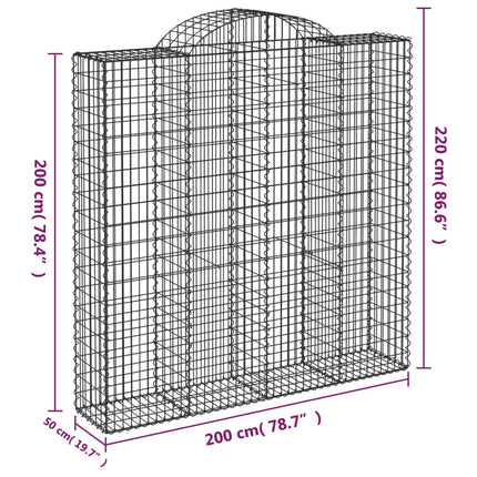 Cesti Gabbioni ad Arco 14 pz 200x50x200/220 cm Ferro Zincato