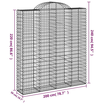 Cesti Gabbioni ad Arco 15 pz 200x50x220/240 cm Ferro Zincato