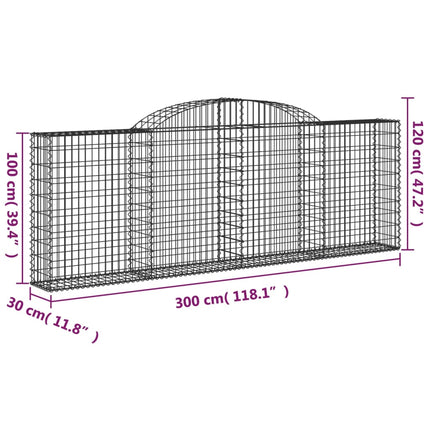 Cesti Gabbioni ad Arco 10 pz 300x30x100/120 cm Ferro Zincato