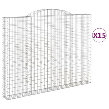 Cesti Gabbioni ad Arco 15 pz 300x30x220/240 cm Ferro Zincato
