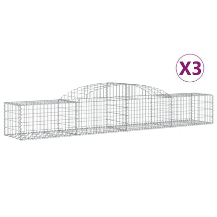 Cesti Gabbioni ad Arco 3 pz 300x50x40/60 cm Ferro Zincato