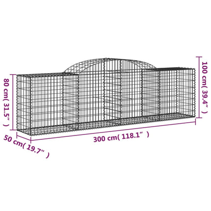 Cesti Gabbioni ad Arco 11 pz 300x50x80/100 cm Ferro Zincato