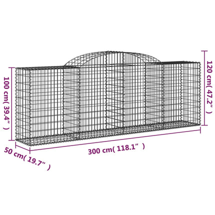 Cesti Gabbioni ad Arco 3 pz 300x50x100/120 cm Ferro Zincato
