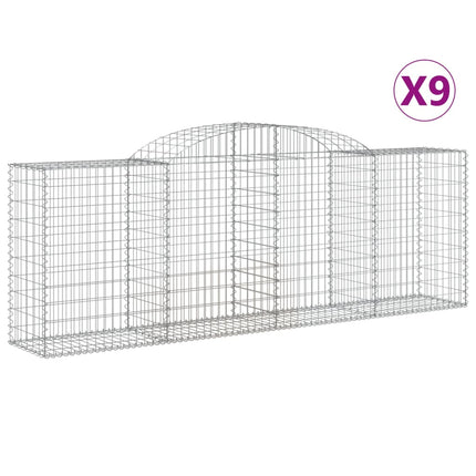 Cesti Gabbioni ad Arco 9 pz 300x50x100/120 cm Ferro Zincato