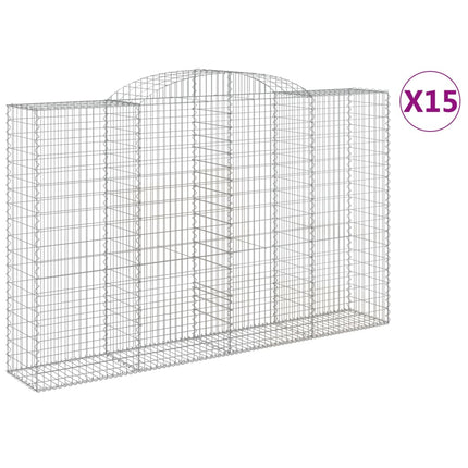 Cesti Gabbioni ad Arco 15 pz 300x50x180/200 cm Ferro Zincato
