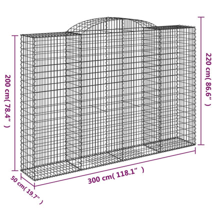 Cesti Gabbioni ad Arco 8 pz 300x50x200/220 cm Ferro Zincato