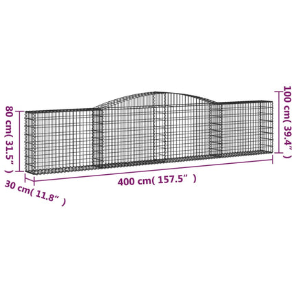Cesti Gabbioni ad Arco 5 pz 400x30x80/100 cm Ferro Zincato