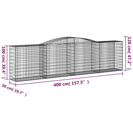 Cesti Gabbioni ad Arco 20 pz 400x50x100/120 cm Ferro Zincato