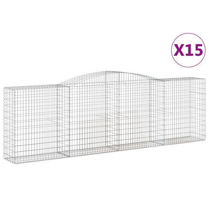 Cesti Gabbioni ad Arco 15 pz 400x50x120/140 cm Ferro Zincato