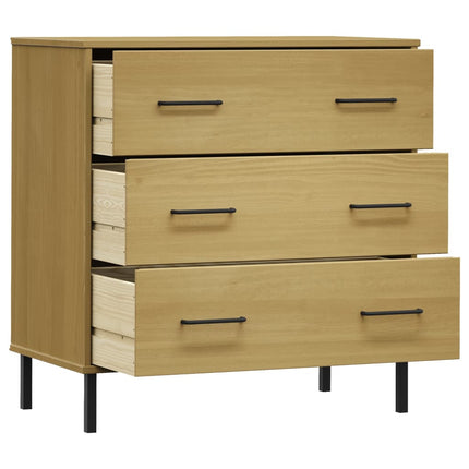 Credenza 3 Cassetti Marrone 77x40x79,5 cm Legno Massello OSLO