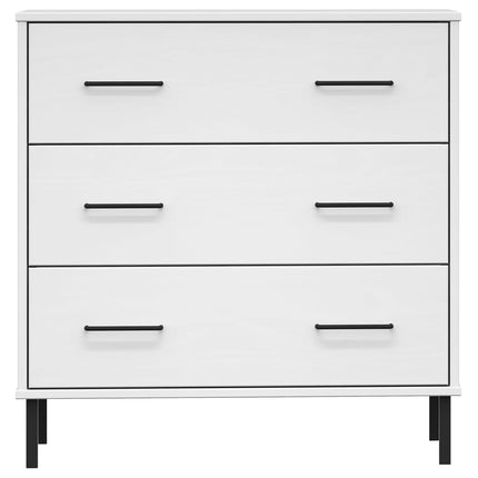 Credenza con 3 Cassetti Bianca 77x40x79,5cm Legno Massello OSLO