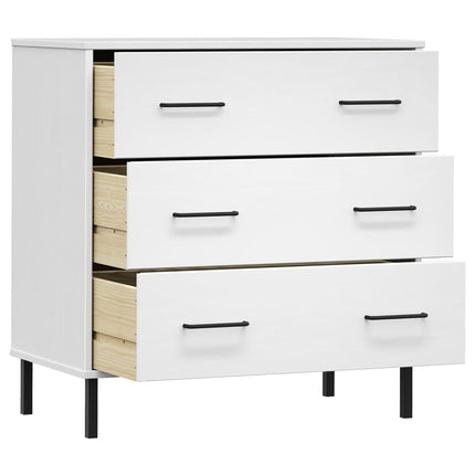 Credenza con 3 Cassetti Bianca 77x40x79,5cm Legno Massello OSLO