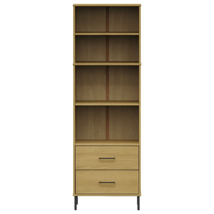 Libreria con 2 Cassetti Marrone 60x35x180cm Legno Massello OSLO