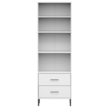 Libreria con 2 Cassetti Bianco 60x35x180 cm Legno Massello OSLO