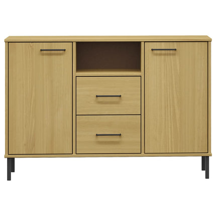Credenza Gambe Metallo Marrone 113x40x77 cm Legno Massello OSLO