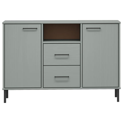 Credenza Gambe Metallo Grigio 113x40x77 cm Legno Massello OSLO
