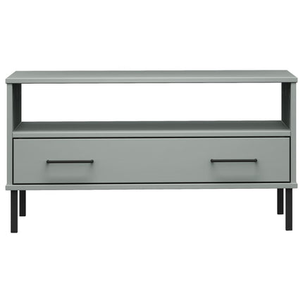 Tavolino Gambe Metallo Grigio 85x50x45 cm Legno Massello OSLO