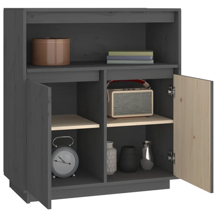 Credenza Grigia 70x34x80 cm in Legno Massello di Pino