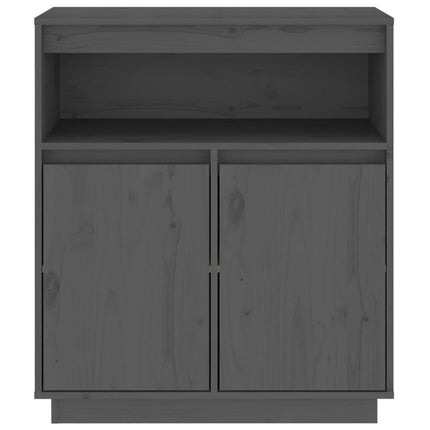 Credenza Grigia 70x34x80 cm in Legno Massello di Pino
