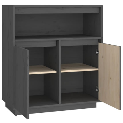 Credenza Grigia 70x34x80 cm in Legno Massello di Pino
