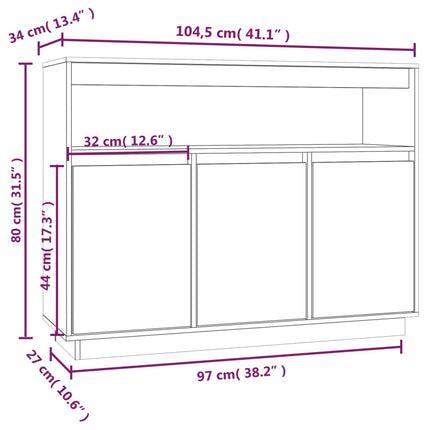 Credenza 104,5x34x80 cm in Legno Massello di Pino