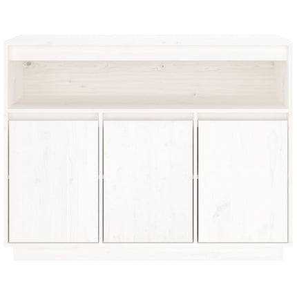 Credenza Bianca 104,5x34x80 cm in Legno Massello di Pino