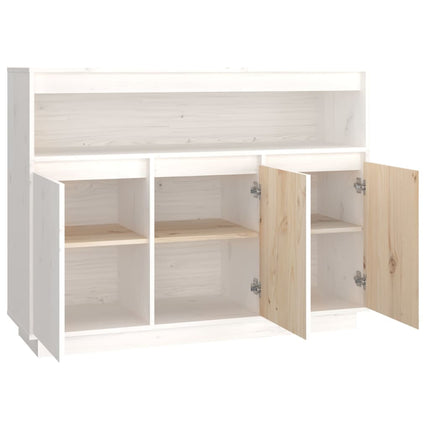 Credenza Bianca 104,5x34x80 cm in Legno Massello di Pino