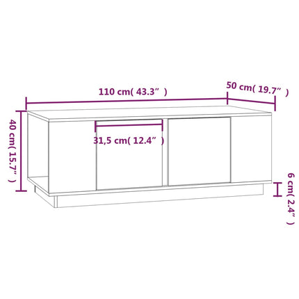 Tavolino da Salotto ambra 110x50x40 cm Legno Massello di Pino