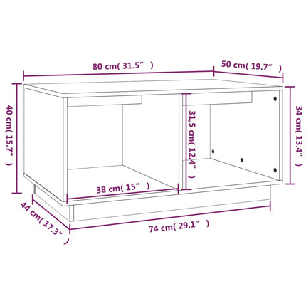 Tavolino da Salotto 80x50x40 cm Legno Massello di Pino