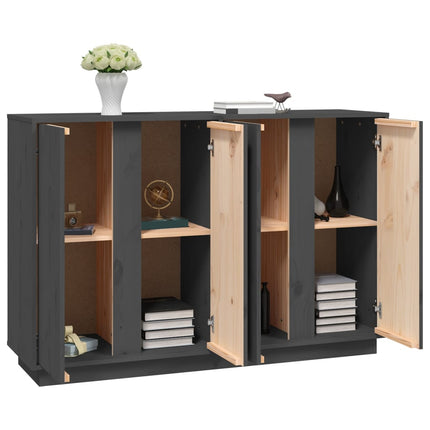 Credenza Grigia 120x35x80 cm in Legno Massello di Pino
