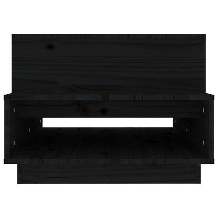 Tavolino da Salotto Nero 80x55x40,5 cm Legno Massello di Pino