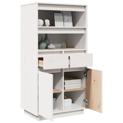 Credenza Bianca 60x40x116,5 cm in Legno Massello di Pino